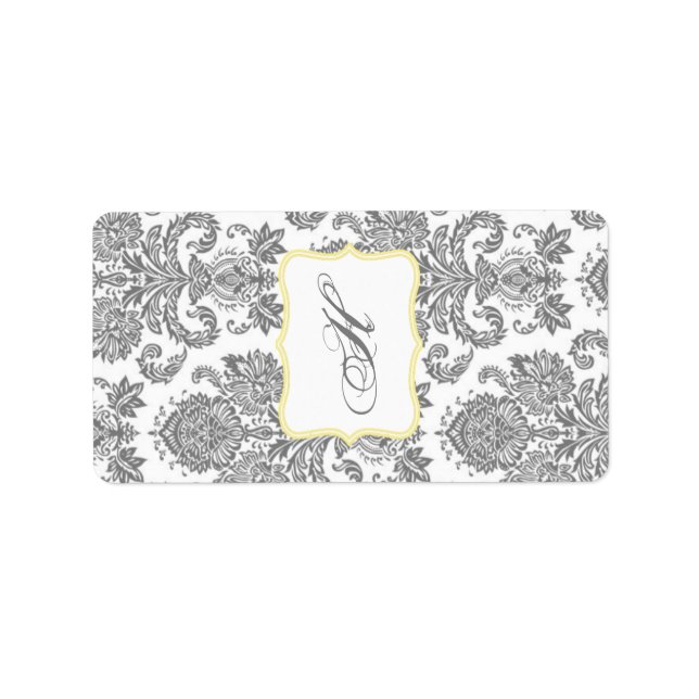 1.25"x2.75" Hershey's Miniature Grey Yellow Damask Label (Front)