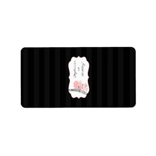 1.25"x2.75" Hershey's Miniature Pink Poodle Paris Label (Front)