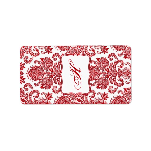 1.25"x2.75" Hershey's Miniature Red White Damask Label (Front)