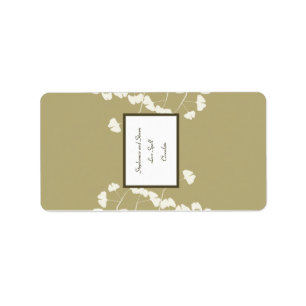1.25"x2.75" Hersheys Miniature White Ginkgo Leaves Label