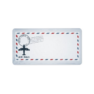 1.25"x2.75" Mailing Address Air Mail Plane USPS Po Label