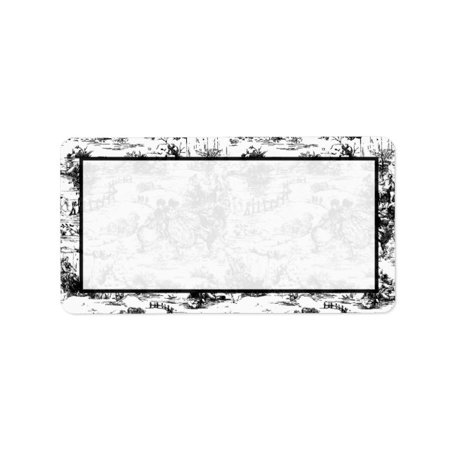 1.25"x2.75" Mailing Address Black and White Toile Label (Front)