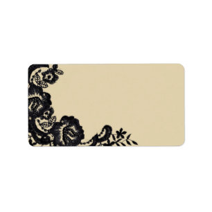 1.25"x2.75" Mailing Address Black Lace Damask Anti Label