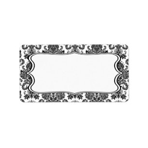 1.25"x2.75" Mailing Address Black White Damask Lac Label
