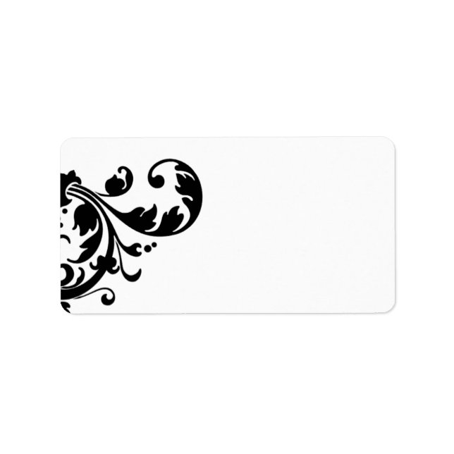 1.25"x2.75" Mailing Address Black White Floral Label (Front)