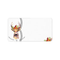 1.25"x2.75" Mailing Address Boho Deer Buck Head Br