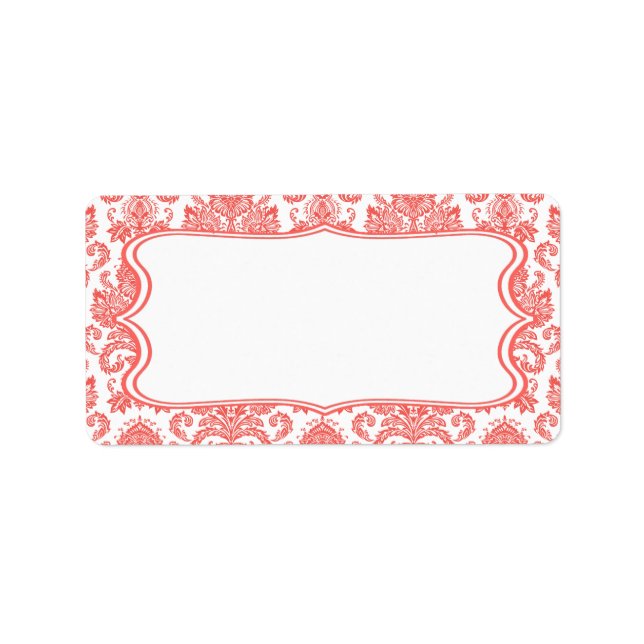 1.25"x2.75" Mailing Address Cora White Damask Lace Label (Front)