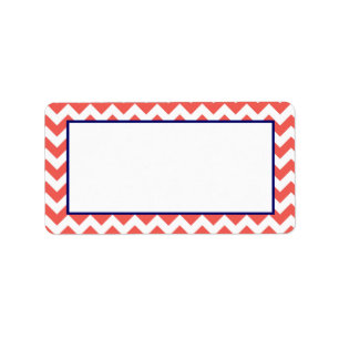 1.25"x2.75" Mailing Address Coral Navy Blue Chevro Label