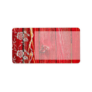 1.25"x2.75" Mailing Address Country Lace Red Wash Label