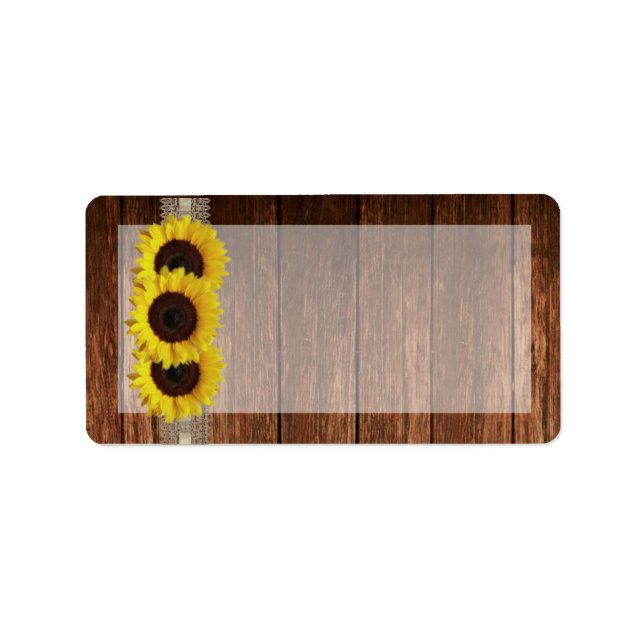 1.25"x2.75" Mailing Address Country Sunflower Wood Label (Front)