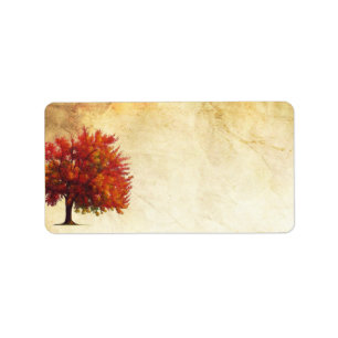 1.25"x2.75" Mailing Address Fall Tree Aged Paper Label