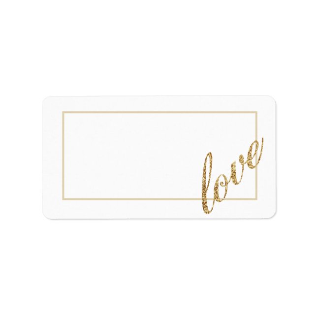 1.25"x2.75" Mailing Address Gold Foil Glitter Love Label (Front)