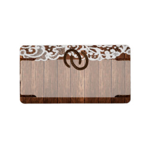 1.25"x2.75" Mailing Address Horse Shoes Barn Wood Label