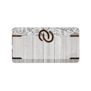 1.25"x2.75" Mailing Address Horse Shoes on Wood Label