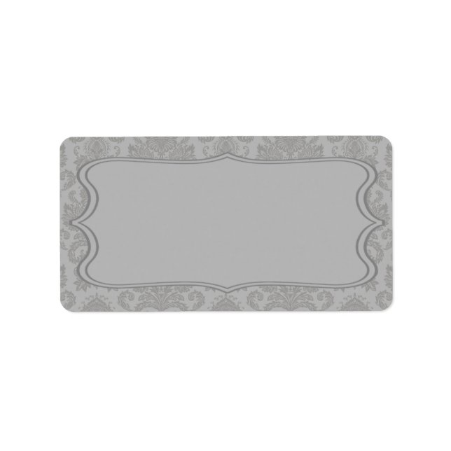 1.25"x2.75" Mailing Address Modern Grey Damask Lac Label (Front)