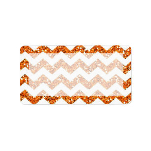 1.25"x2.75" Mailing Address Orange Glitter Chevron Label