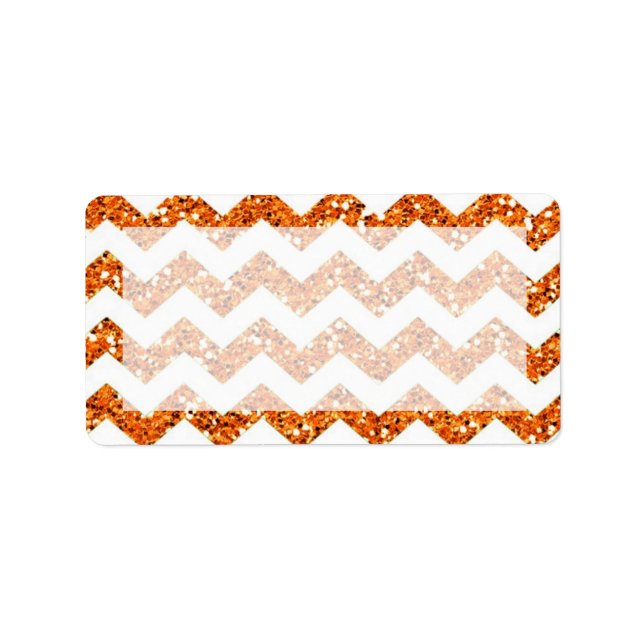 1.25"x2.75" Mailing Address Orange Glitter Chevron Label (Front)