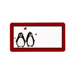 1.25"x2.75" Mailing Address Penguin Love Couple Label