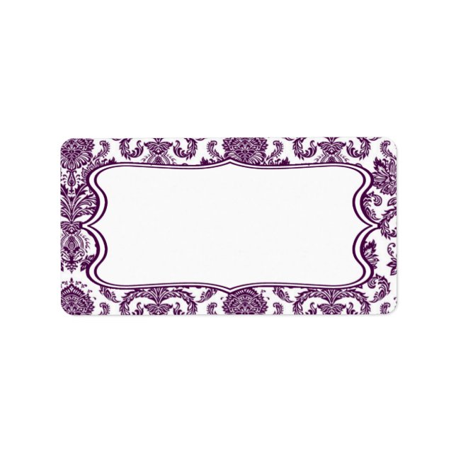 1.25"x2.75" Mailing Address Plum Purpl Damask Lace Label (Front)