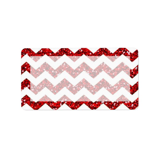 1.25"x2.75" Mailing Address Red Glitter Chevron Label (Front)