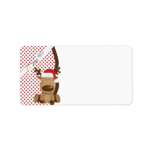 1.25"x2.75" Mailing Address Reindeer Christmas XMA Label