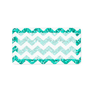 1.25"x2.75" Mailing Address Teal Glitter Chevron Label