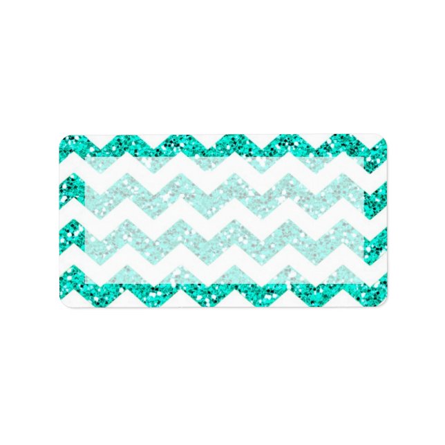 1.25"x2.75" Mailing Address Teal Glitter Chevron Label (Front)