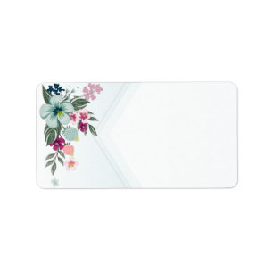 1.25"x2.75" Mailing Address Tropical Flower on Blu Label