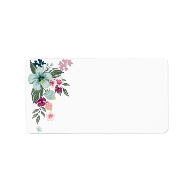1.25"x2.75" Mailing Address Tropical Flowers on Wh Label (Front)