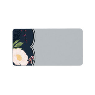 1.25"x2.75" Mailing Address White Floral Flowers o Label