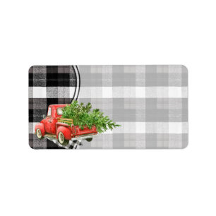 1.25"x2.75" Mailing Address XMAS Truck Buffalo Pla Label
