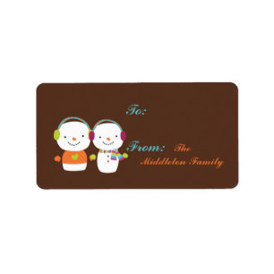 1.25"x2.75" Modern Snowman Flake Stick On Gift Tag