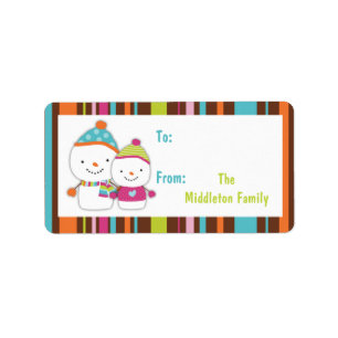 1.25"x2.75" Modern Snowman Stick On Gift Tag