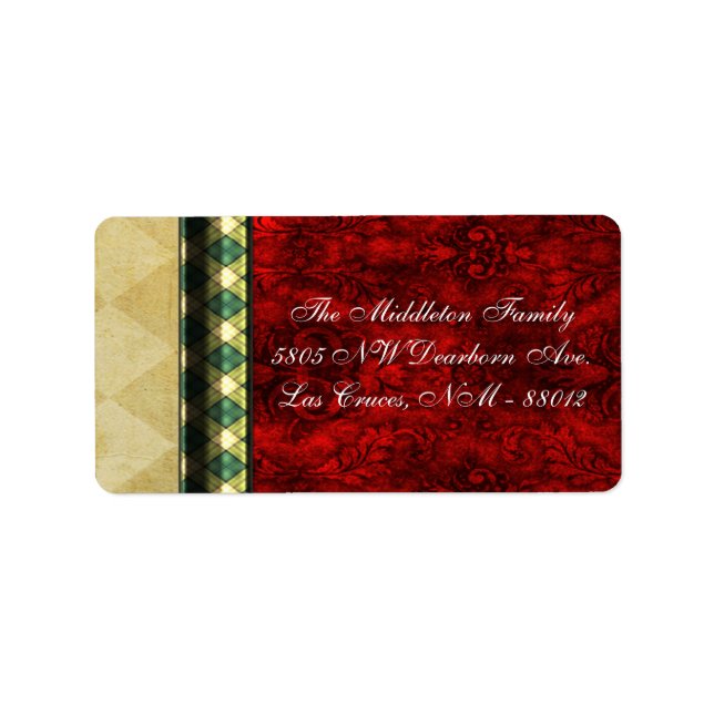1.25"x2.75" Red XMAS Christmas Mailing Address Label (Front)
