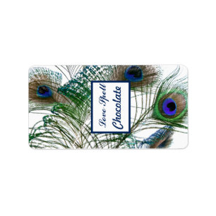 1.25" x 2.75" Hershey's Peacock Feathers Blue/Gree Label