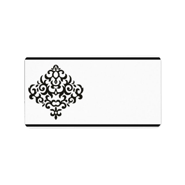 1.25" x 2.75" Mailing Address Black and Grey Damas Label (Front)