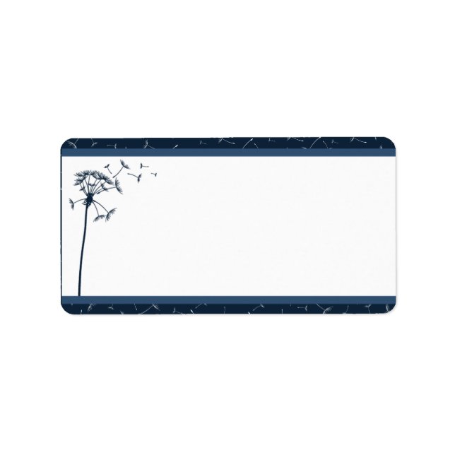 1.25" x 2.75" Mailing Address Navy Blue Dandelion Label (Front)