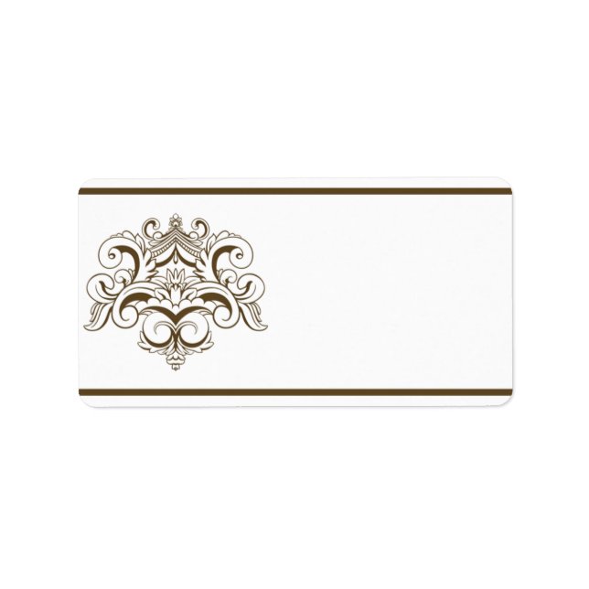 1.25" x 2.75" Mailing Address Tanish Brown Damask Label (Front)