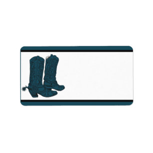 1.25" x 2.75" Mailing Address Western Blue Cowboys Label