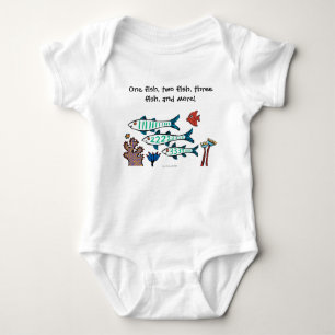 1, 2, 3 Fish with Little Fish and Coral Baby Bodysuit