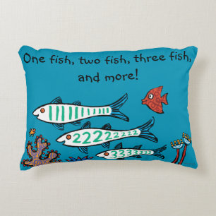 1, 2, 3 Fish with Little Fish and Coral Decorative Cushion