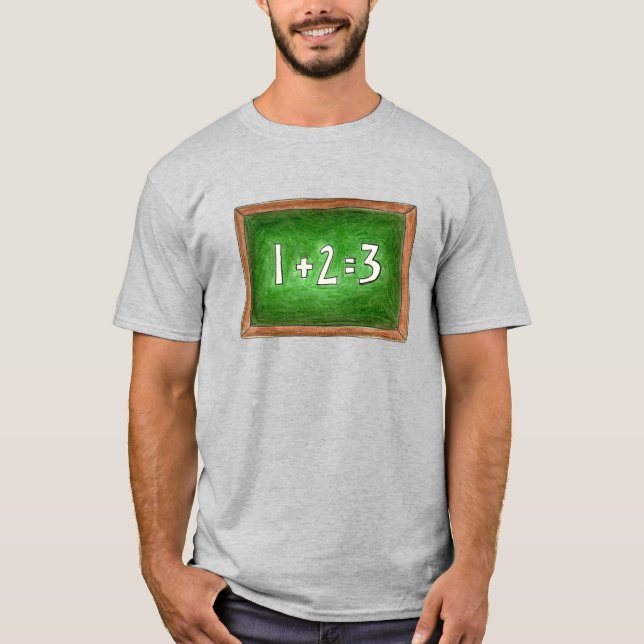 1+2=3 Green School Chalkboard Math Teacher Tee (Front)