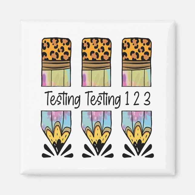 1 2 3 Test Day Shirt Test Day Teacher Exam Testing Magnet (Front)