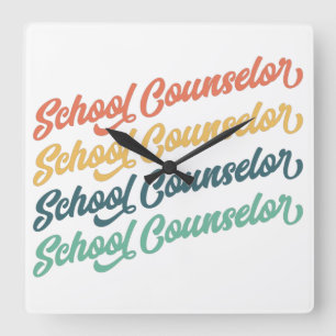 1/2- Back To School Vintage School Counsellor Square Wall Clock