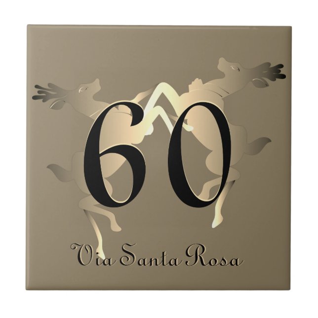 1-2 Digit Number Reindeer House Number and Street Tile (Front)