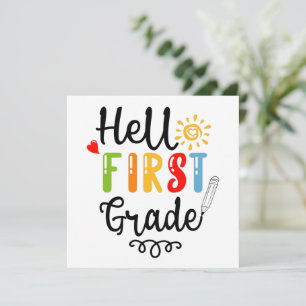 1/2- Hello First Grade Shirt, First Grade Student Invitation