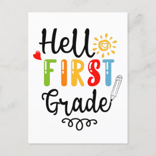 1/2- Hello First Grade Shirt, First Grade Student Postcard