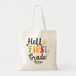 1/2- Hello First Grade Shirt, First Grade Student Tote Bag
