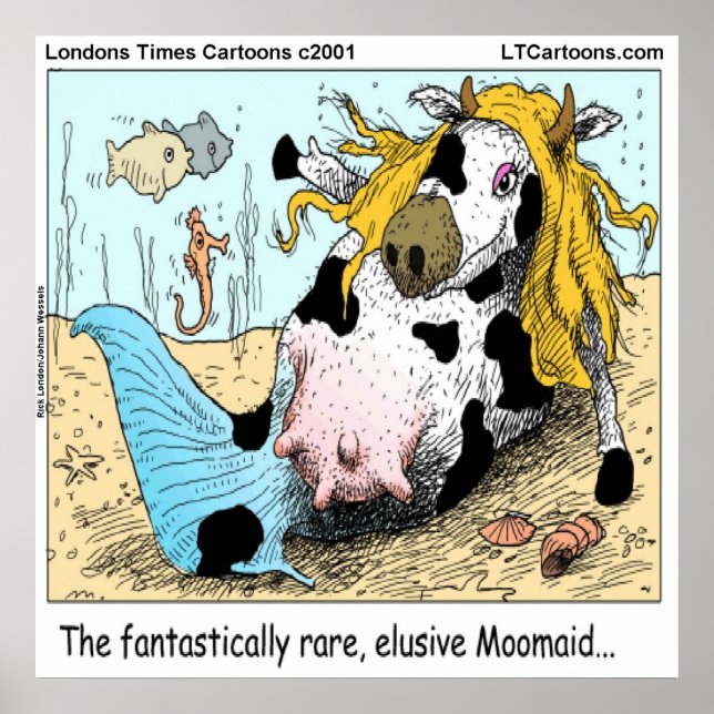 1/2 Mermaid 1/2 Cow Funny Poster (Front)