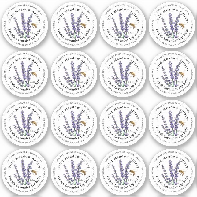 1.33" Lip Balm 0.5 oz Metal Container Lid Label (Front)